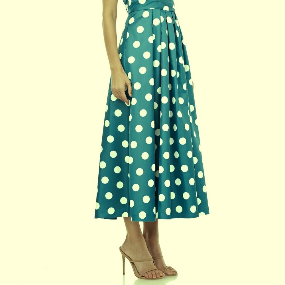 Kay Unger Persian Blue White Victoire One-Shoulder Mikado Cocktail Dress - Picture 4 of 6